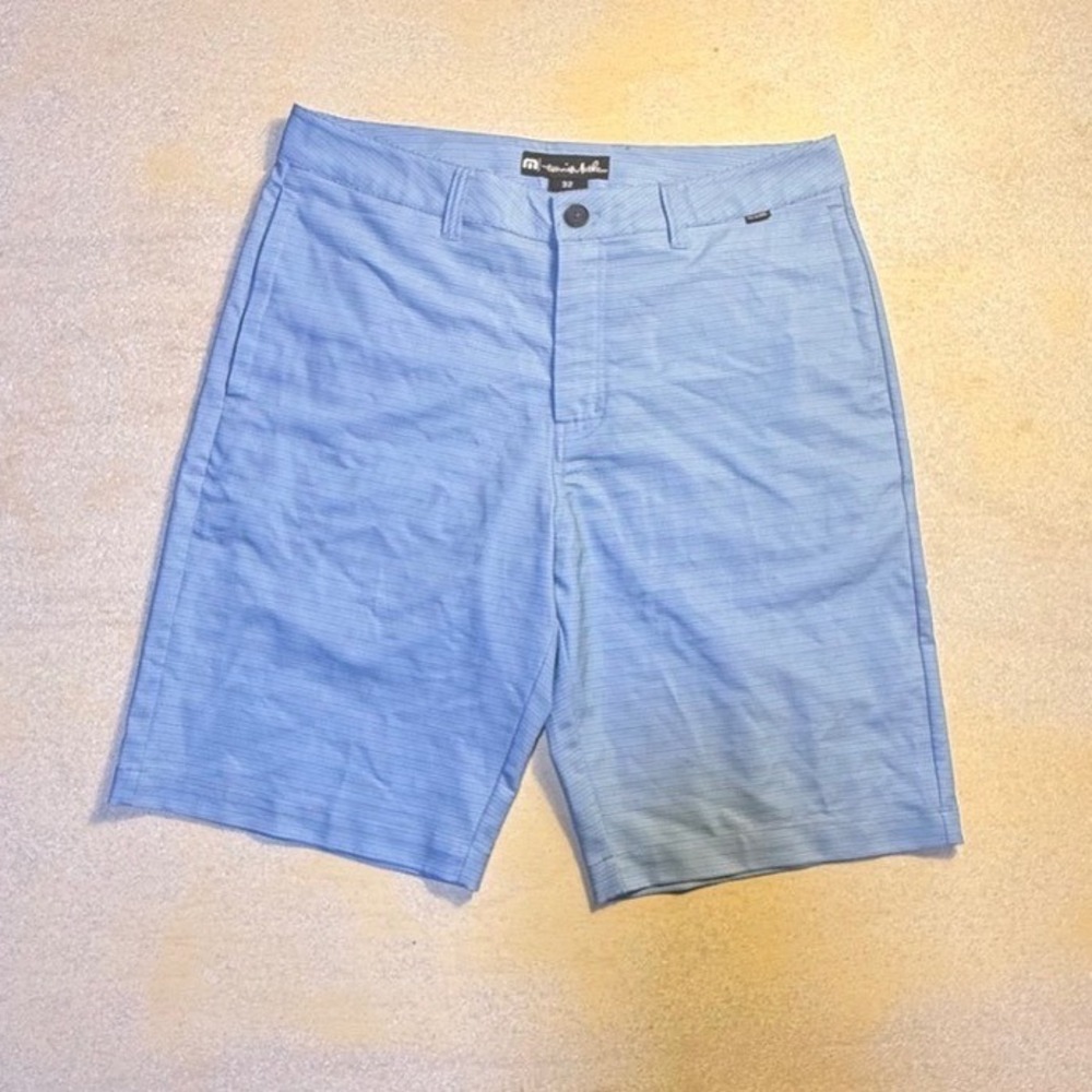 Travis Mathew Mens Golf Shorts Blue Striped Performance Active Size 32-2098